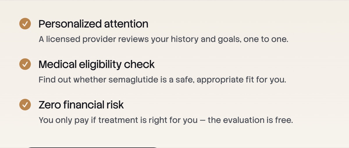 Old bullet: 'Find out whether semaglutide is a safe, appropriate fit for you'