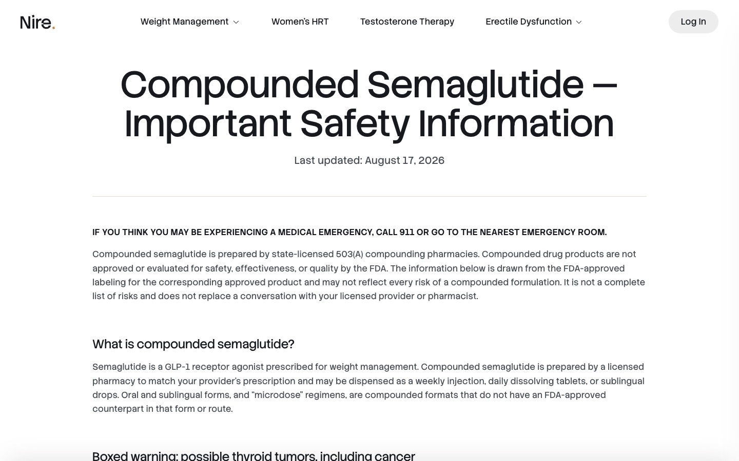 Semaglutide safety information page