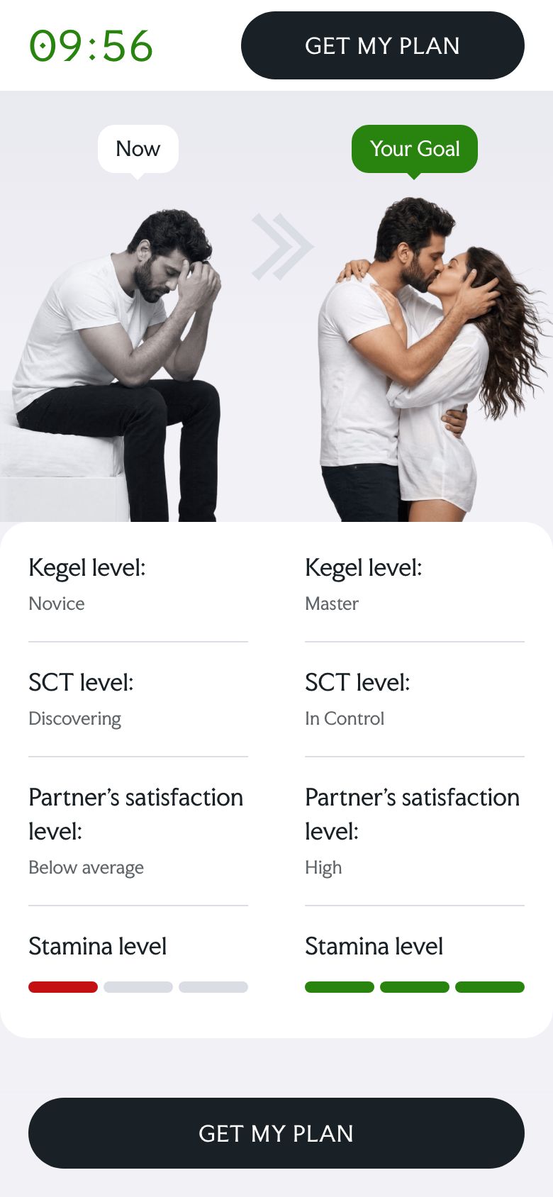 Checkout page showing current and goal state
