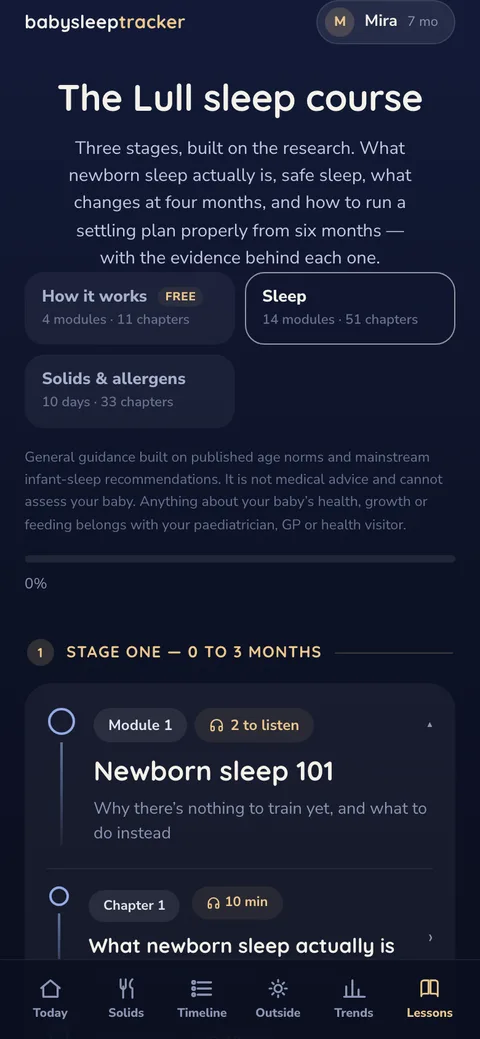 Course lessons screen