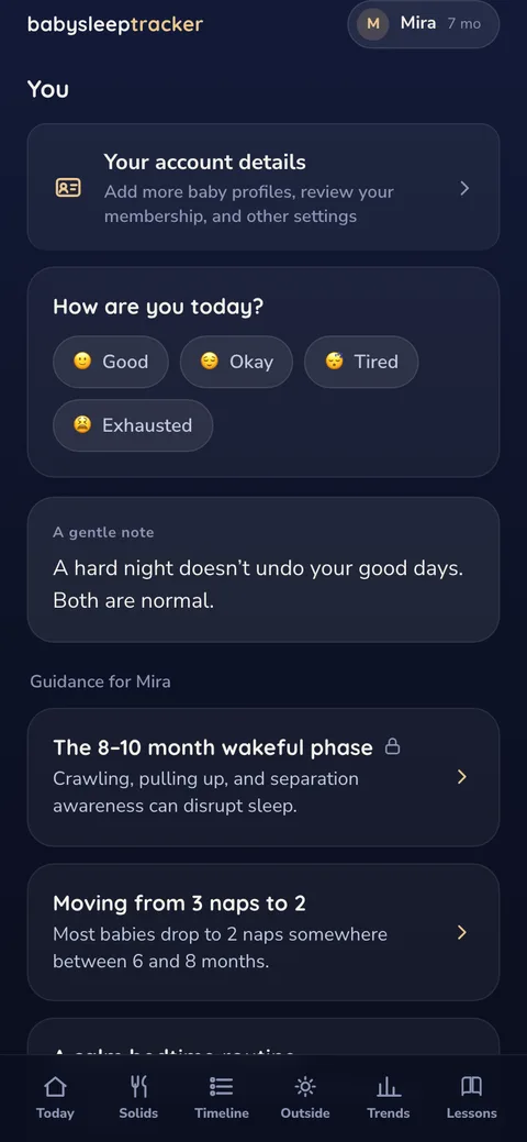 Guidance screen naming the current wakeful phase